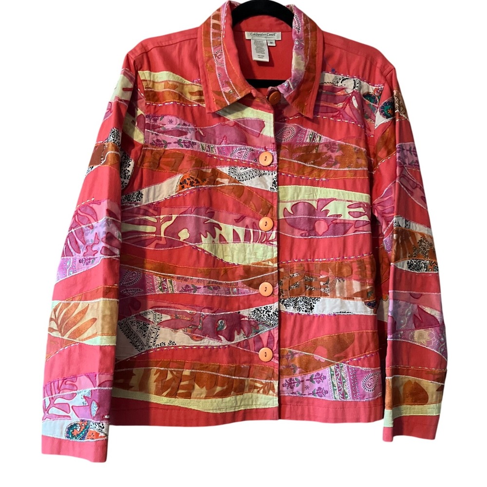Coldwater Creek Pink Multi-Color Quilted Jacket